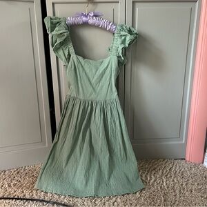 Francesca's Collections Green Ruffled Mini Dress